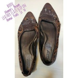 BORN Women's Brown Leather Flats Slip On Size 10
